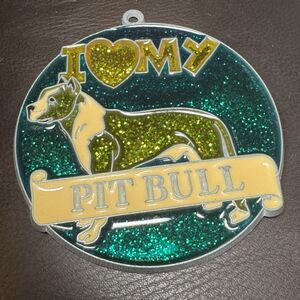 Stained Glass 4” Suncatcher “I Love My Pit Bull” Terrier Dog Multicolor Window